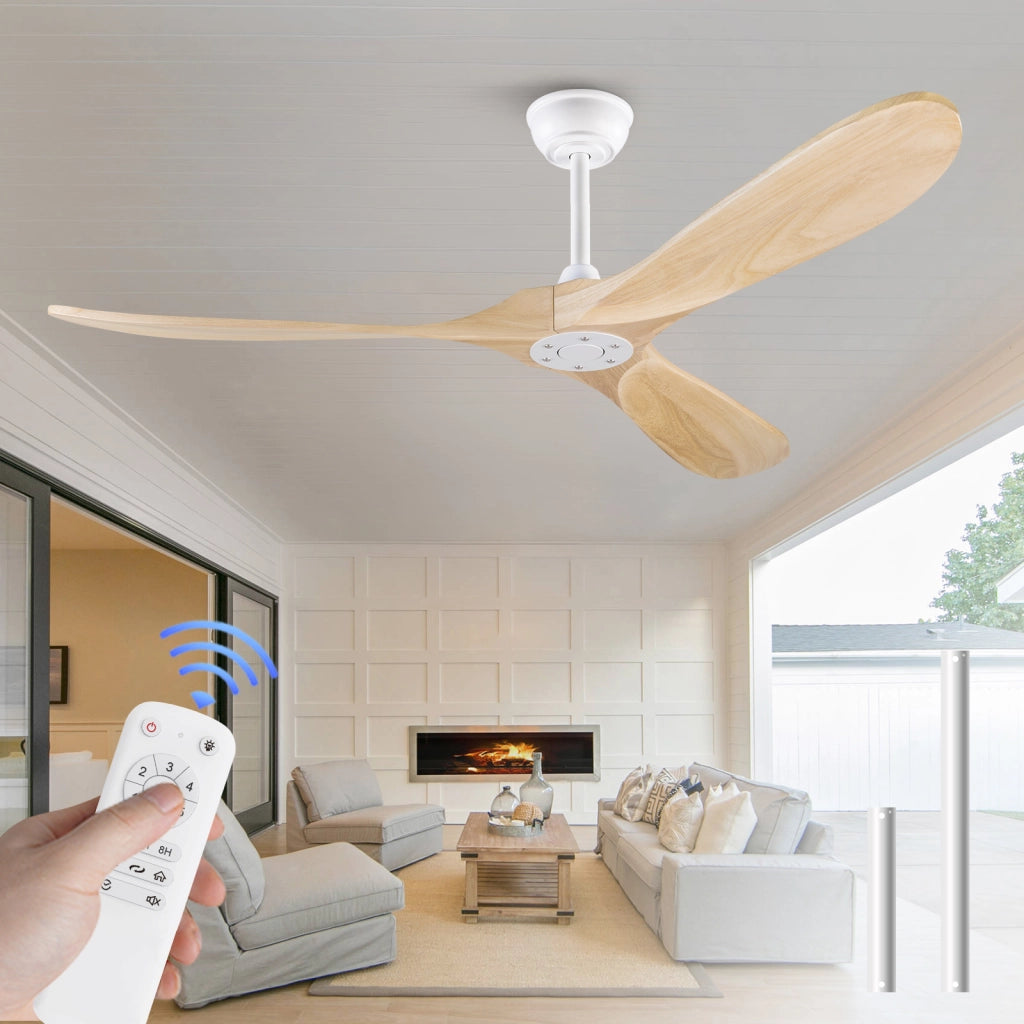 Ventilatore da soffitto 60 pollici senza luce ¨C Minimal ¨C colore legno naturale impermeabile design Mid-Century per esterno giardino