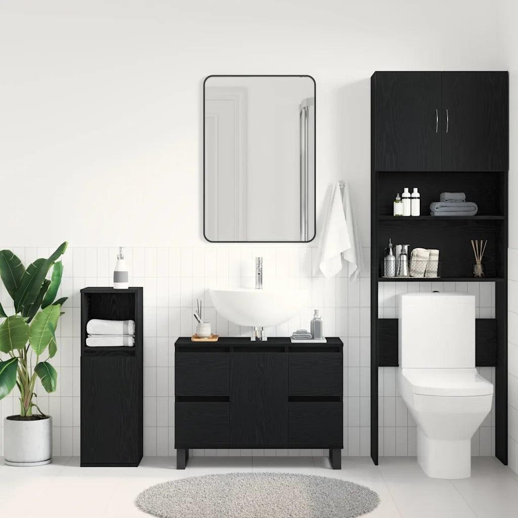 Mobile da Bagno Rovere Nero 80 x 33 x 60 cm Legno multistrato 862895