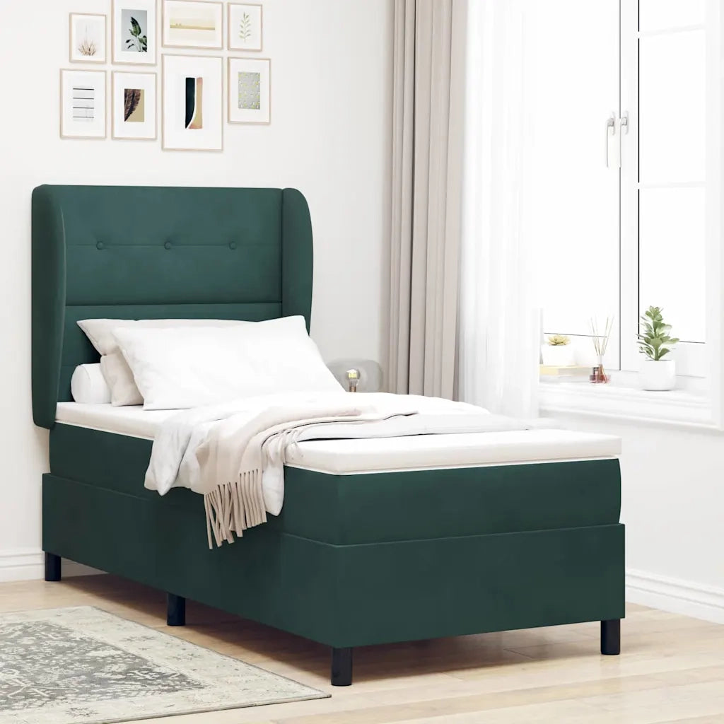 Letto a molle con materasso Verde Scuro 190 x 90 cm Velluto 3340907