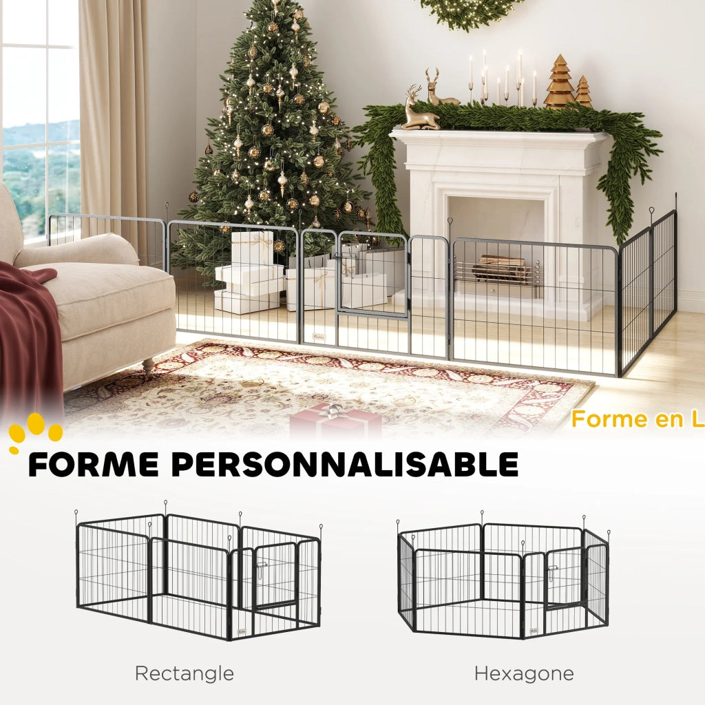 Recinto per cani modulare 160 x 80 x 60 cm pieghevole sicuro porta esterno moderno minimalista in acciaio grigio 21_0007479