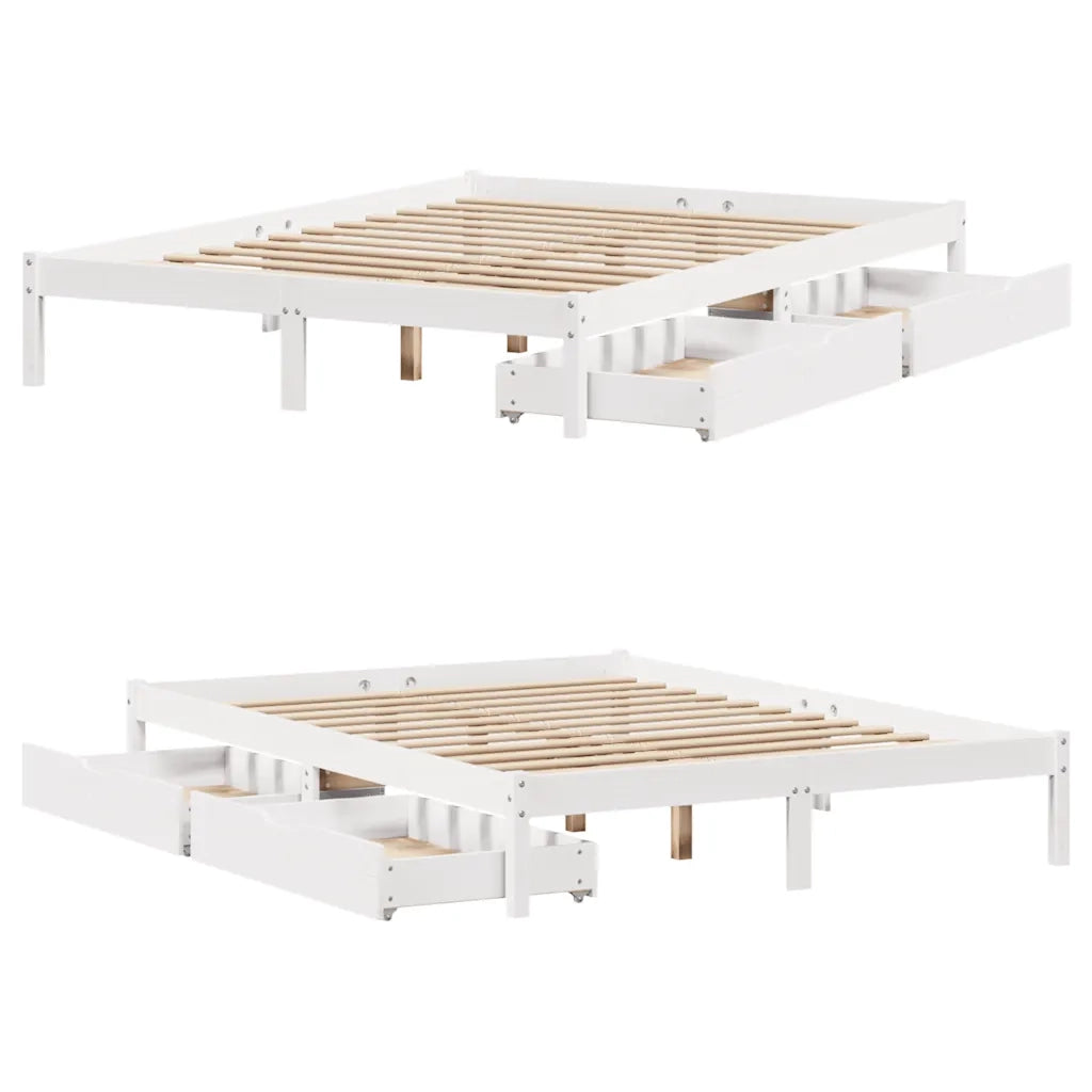 Letto matrimoniale | Letto per adulti | Letto senza Materasso Bianco 140x200 cm Legno Massello di Pino