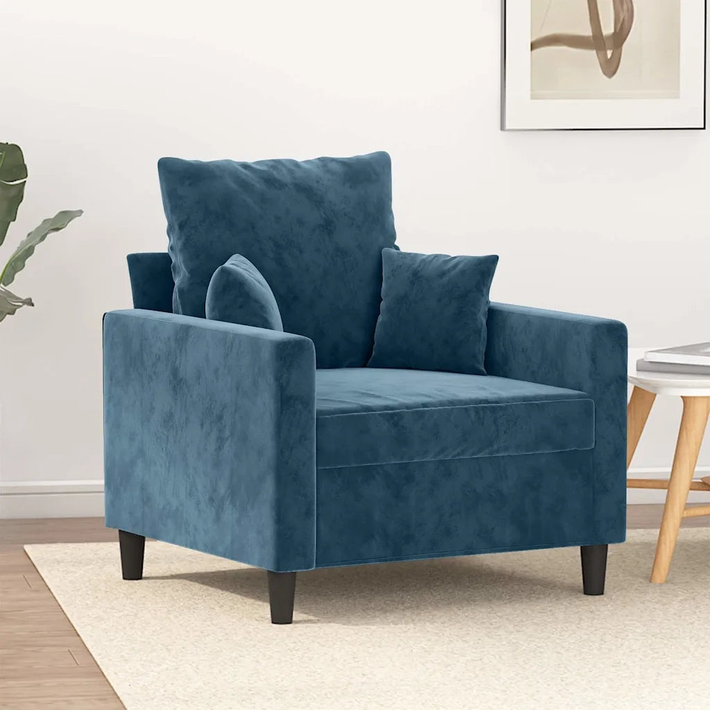 Fauteuil Bleu 60 cm Velours