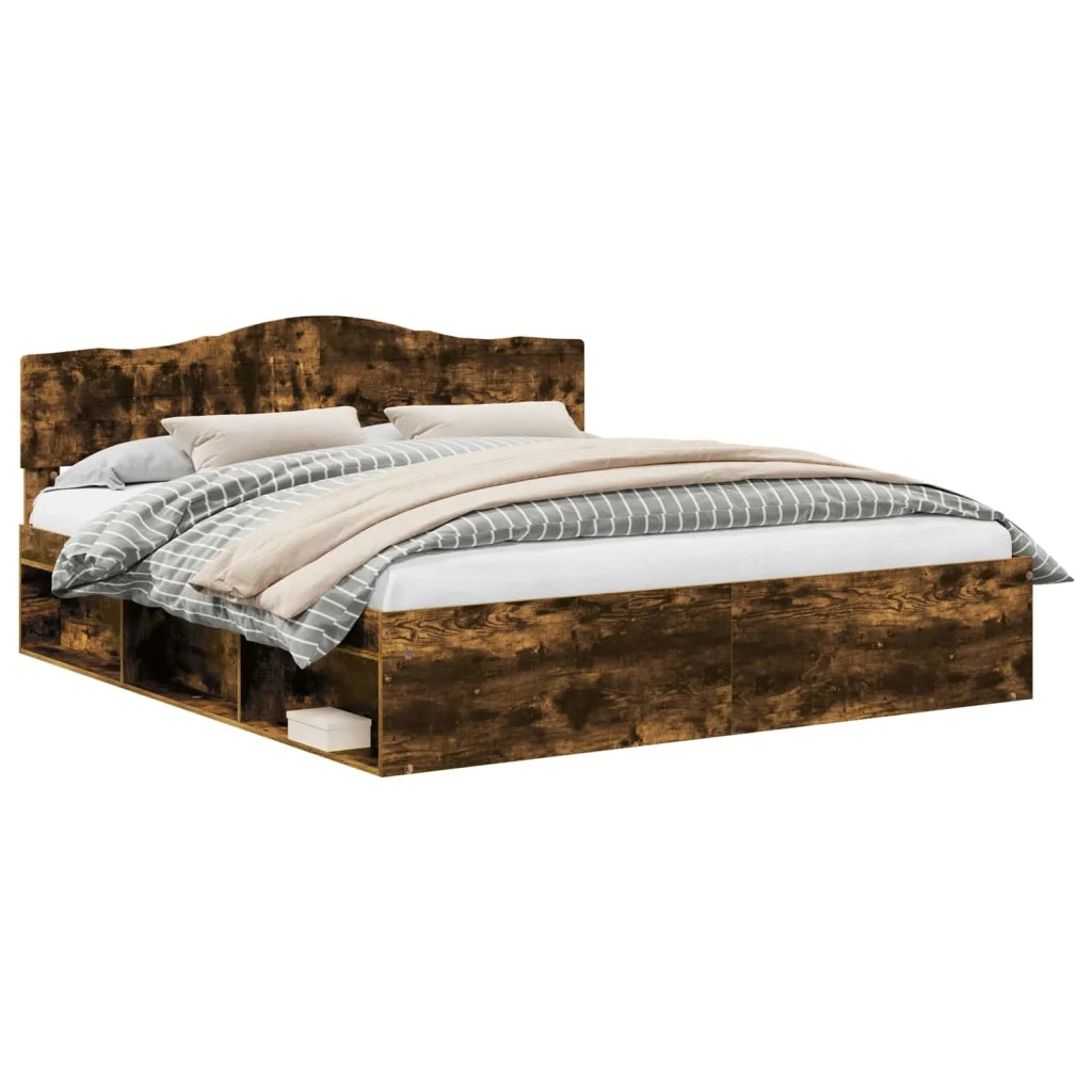 Letto matrimoniale | Letto per adulti | Struttura del letto Rovere fum¨¦ 180 x 200 cm Pino massello