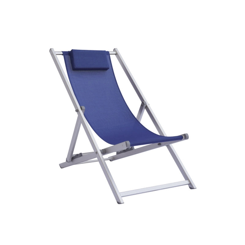 Set di 2 Sdraio Mare Professionale Alluminio E Textilene Blu Moia
