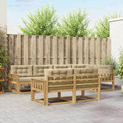 Set di divani da esterno 6 pz Bianco e Beige Poliestere 3386582