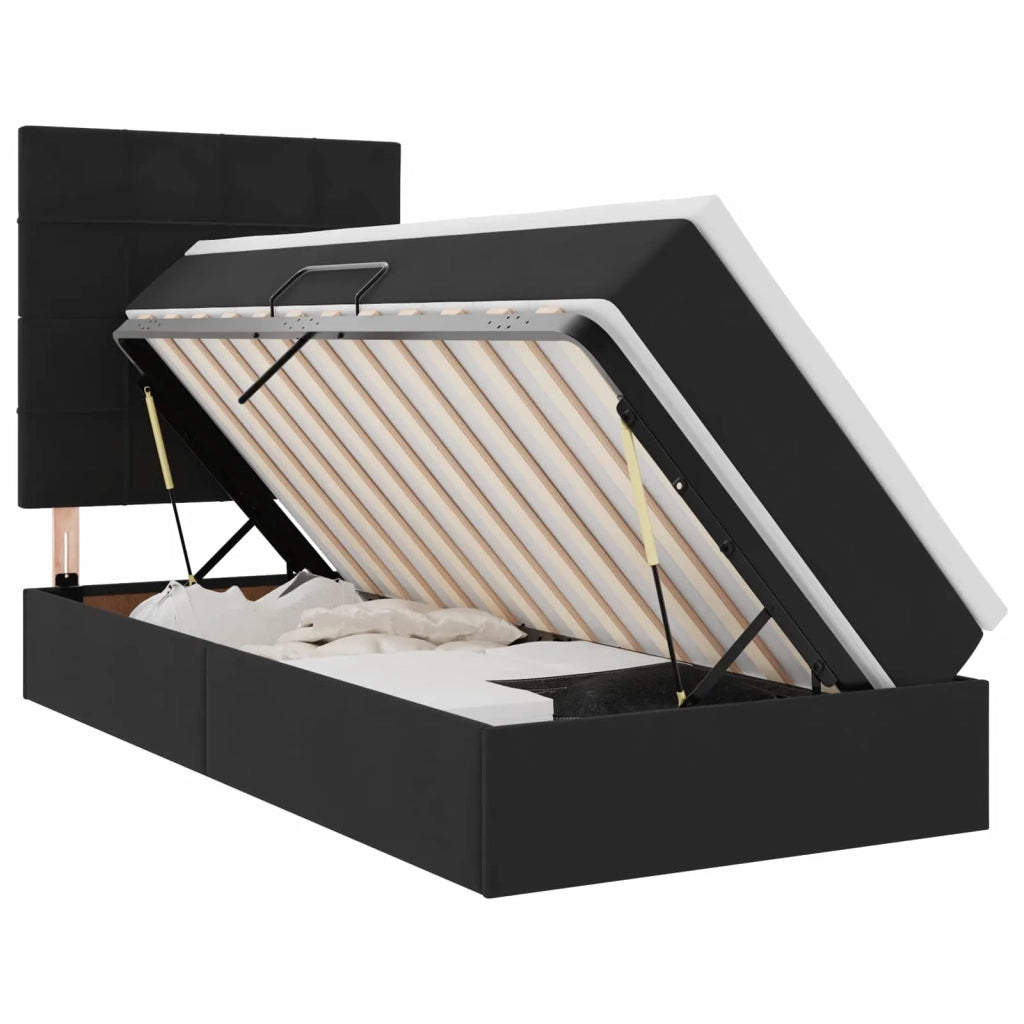 Letto con contenitore e LED con led Nero 90 x 200 cm Velluto