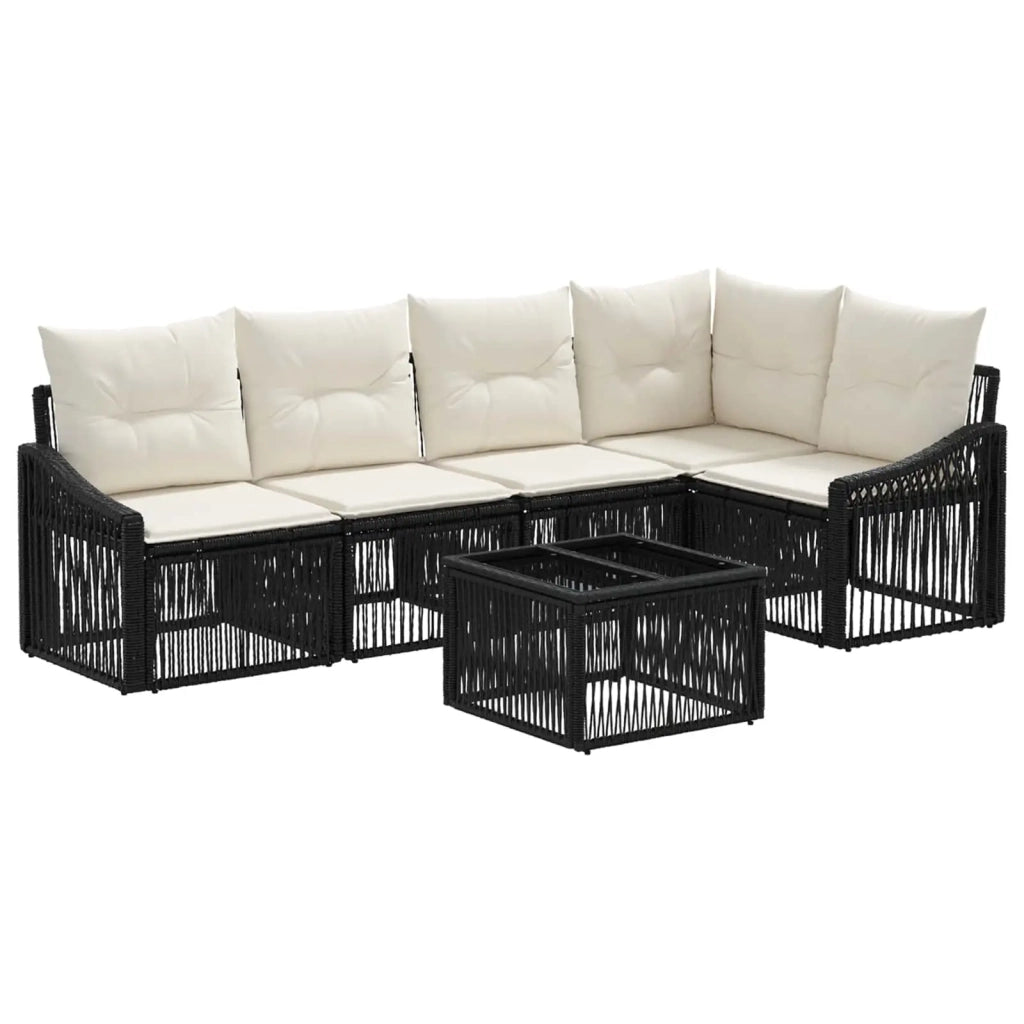 Set Divano da Giardino 6 pz Nero polyrattan 3436006