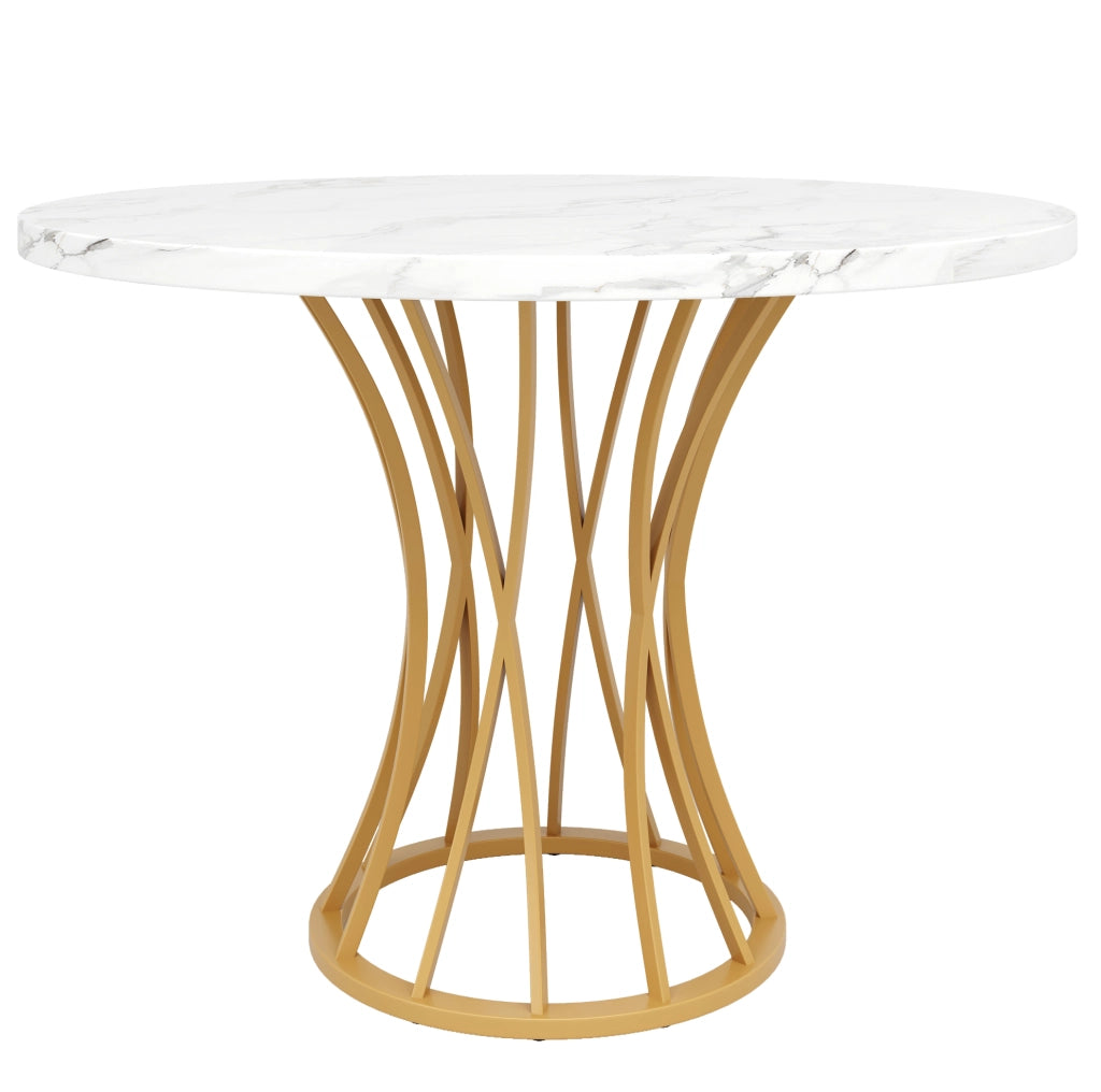 TAVOLO Rotondo 80x80x76 cm MDF e Metallo Colore Oro