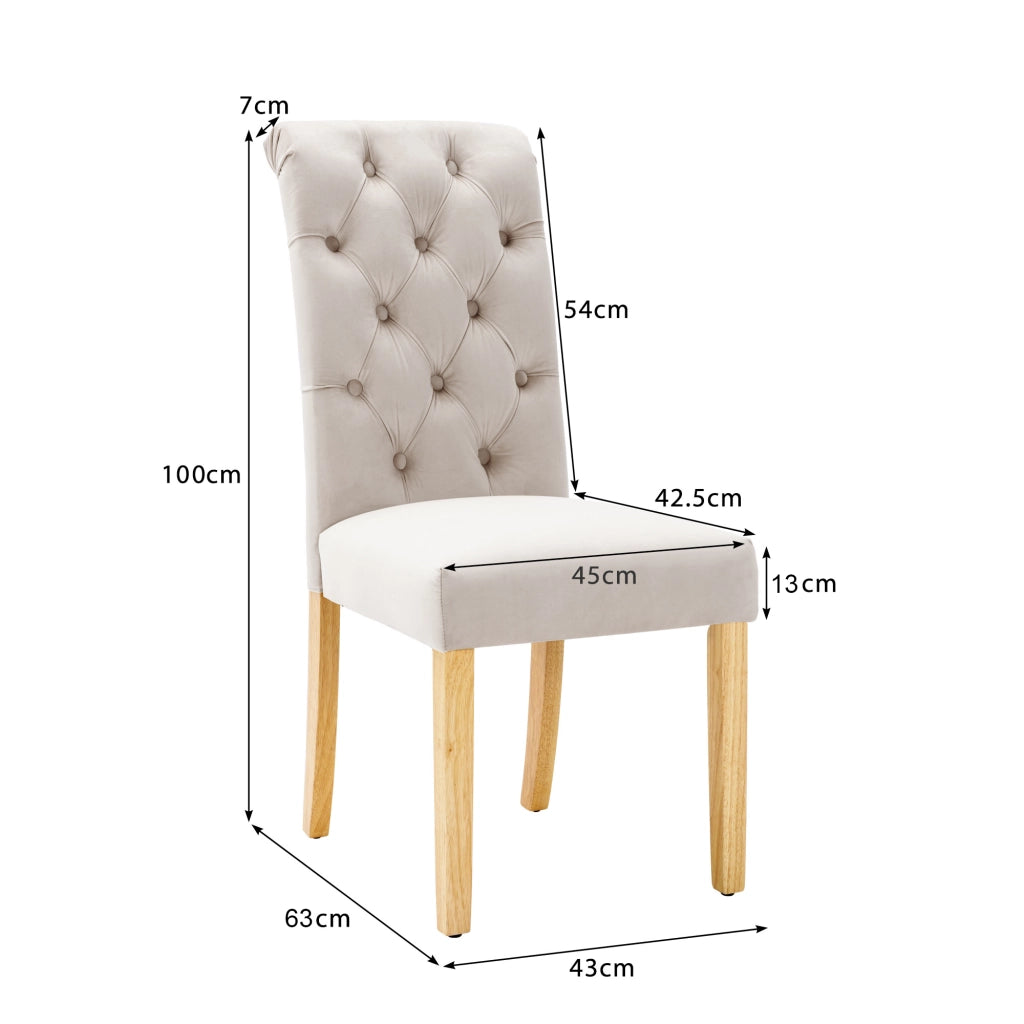 Sedie da Pranzo Set 6 Pezzi in Velluto con Gambe in Legno ¨C MINIMAL ¨C Beige