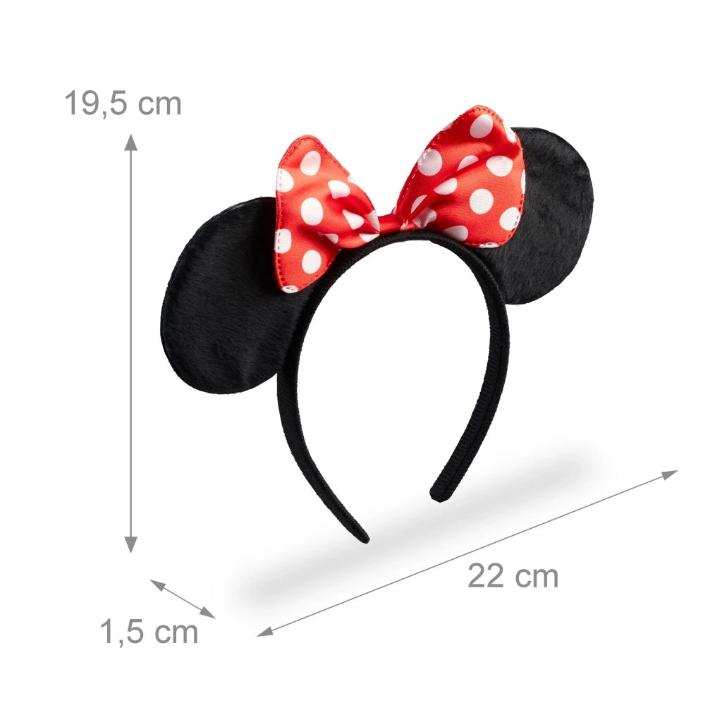 Carino cerchietto con orecchie da topo 19,5 x 22 x 1,5 cm accessorio flessibile per carnevale in poliestere rosso 13_0004130
