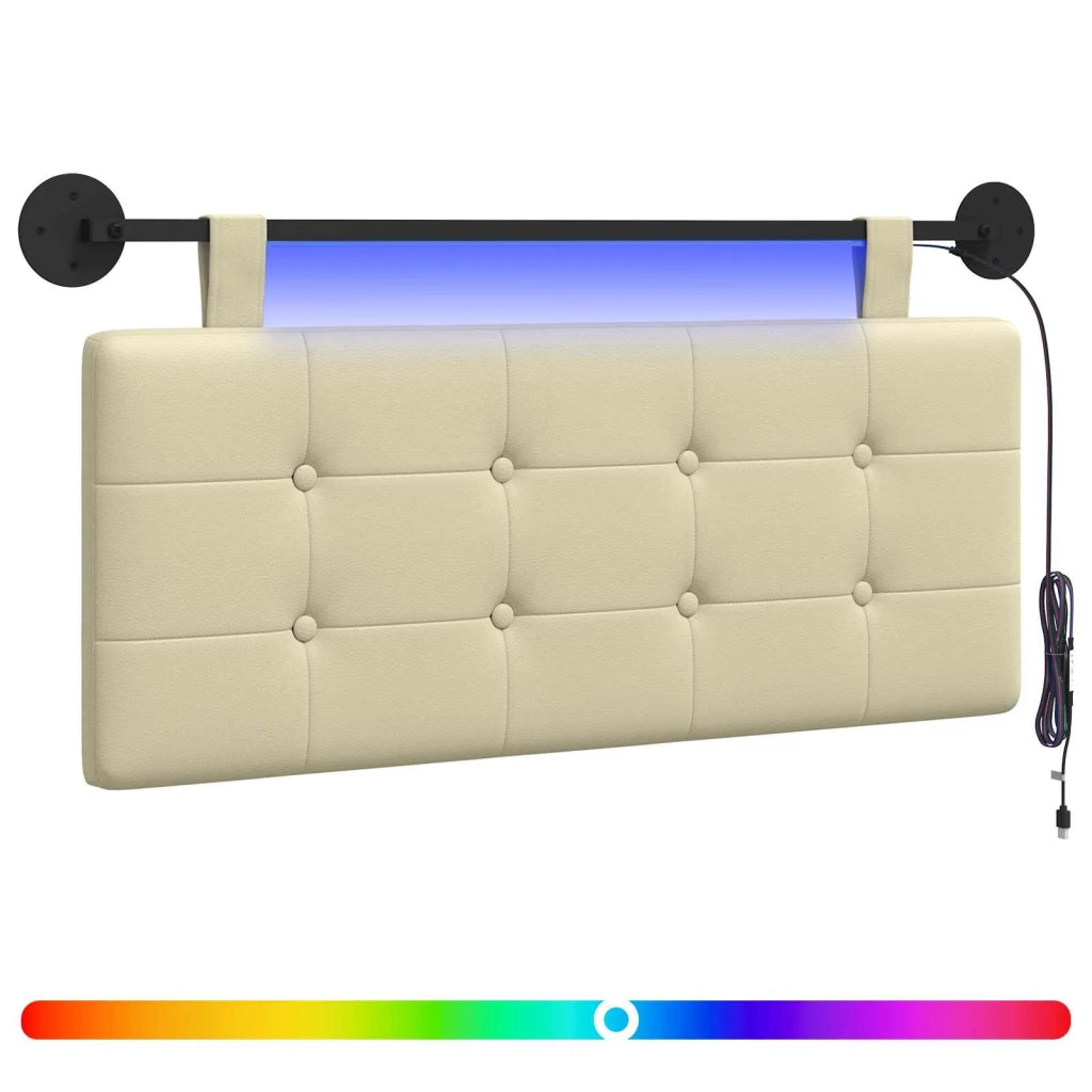 Testiera | Testata sospesa Con luce LED Crema Similpelle