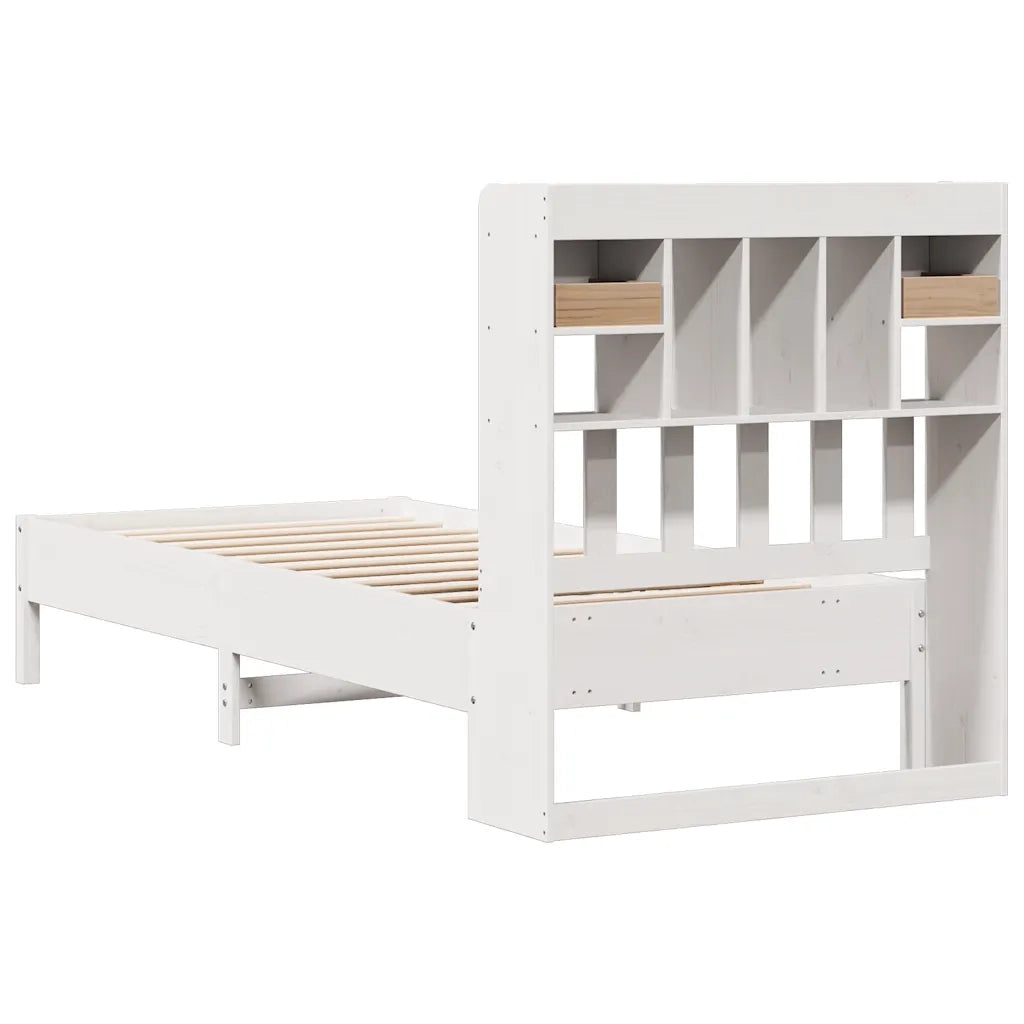Letto con Libreria senza Materasso-Struttura Letto con contenitore 75x190 cm in Legno Pino 330946
