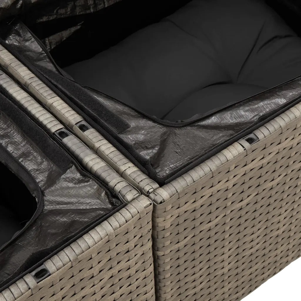 Set Divani da Giardino 11 pz con Cuscini in Polyrattan Grigio 3256508