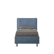 BS COM Letto singolo contenitore imbottito 90x210 microfibra blu