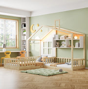 Letto a casetta 90x200 cm per bambini con LED, mensole e sponde