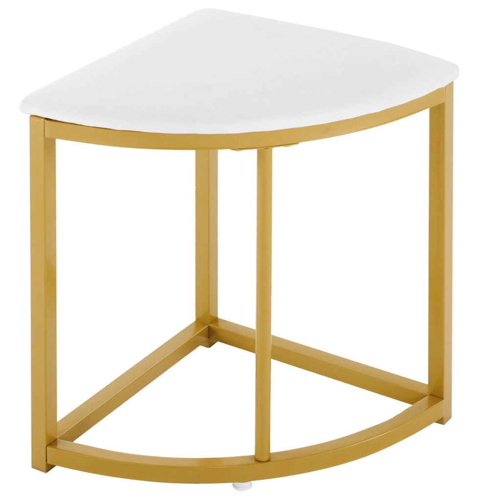 TAVOLO da pranzo rotondo 80 cm MDF bianco e oro Set da 5 pezzi