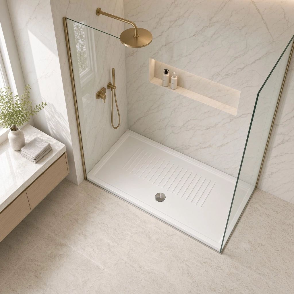 Piatto doccia rettangolare in Ceramica GALASSIA 110x75 BIANCO LUCIDO H 6 cm con antiscivolo