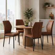 SEDIE da pranzo Set da 4 pezzi 93 cm Tessuto marrone e metallo nero