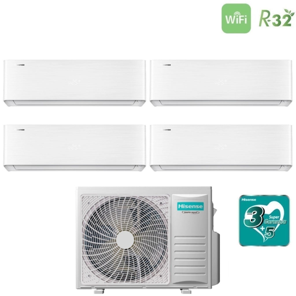 Climatizzatore Condizionatore Hisense Quadri Split Inverter serie ENERGY PRO X 9+9+9+12 con 5AMW105U4RQC R-32 Wi-Fi Integrato 9000+9000+9000+12000