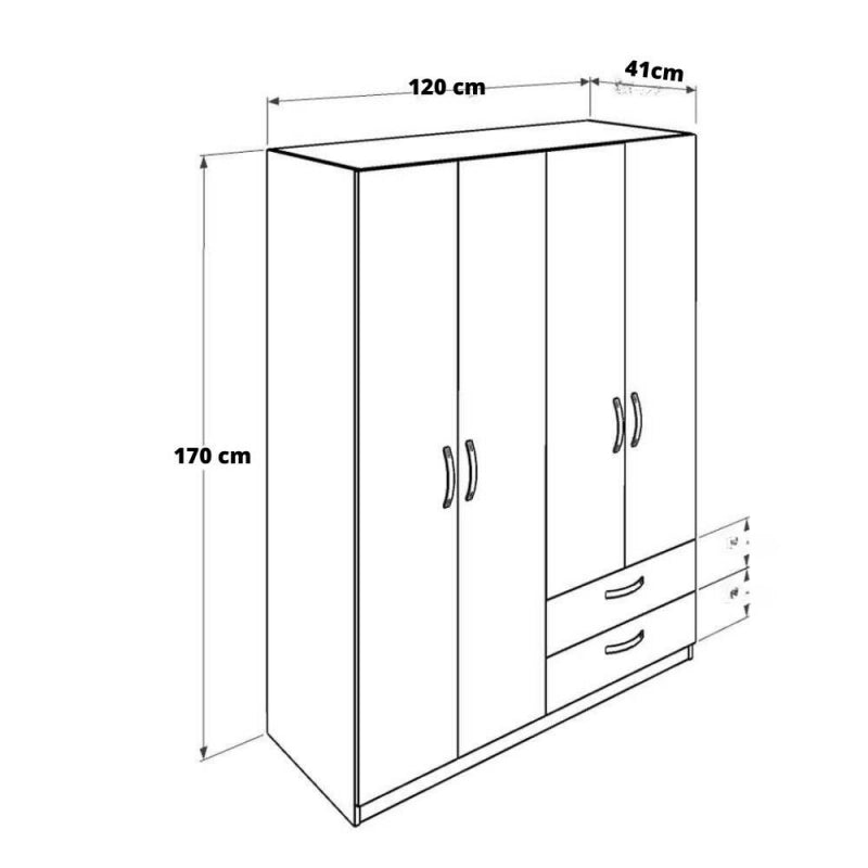 Armadio GRD4422023 rovere 4 ante e 2 cassetti