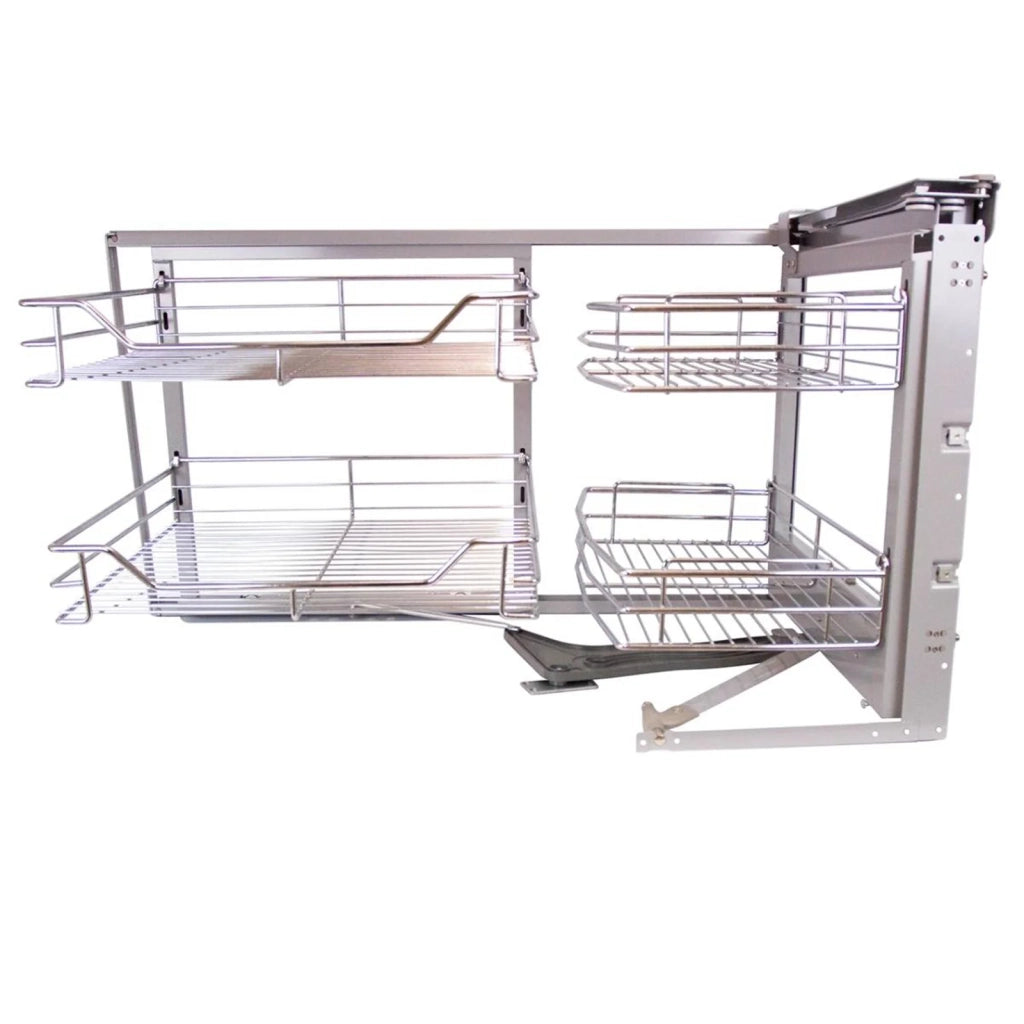 4 Cestelli in Acciaio Inox per Mobile ad Angolo Cieco 90-100cm Mano Destra