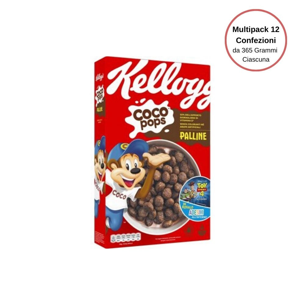 Kellogg's coco pops palline multipack da 12 confezioni da 365 grammi ciascuna