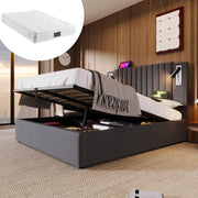 Letto matrimoniale 140x200 con contenitore, USB, luce e materasso
