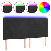 Testiera | Testata a LED Nera 180x5x118/128 cm in Velluto