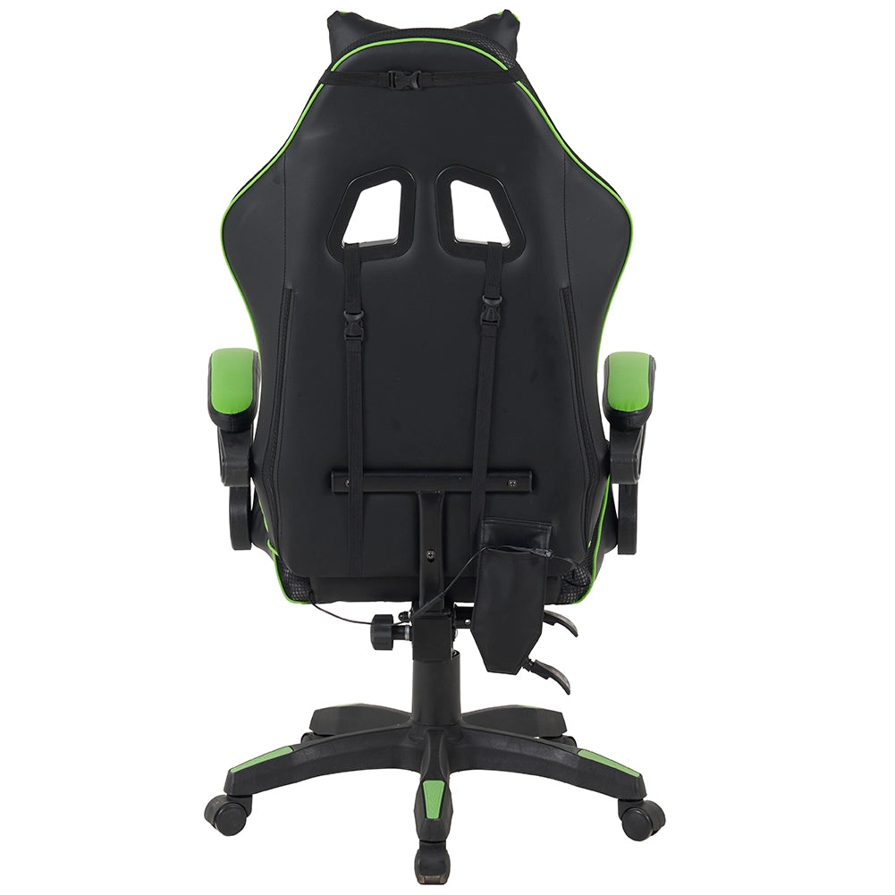 Sedia Gaming da Scrivania Verde e Nera con Led RGB Altezza Regolabile 106-116cm