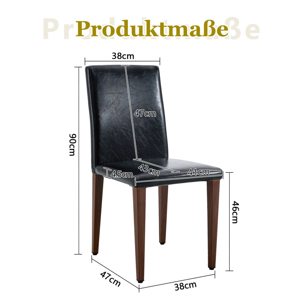 SEDIA da pranzo Set da 4 pezzi 90 cm PU nero gambe effetto noce