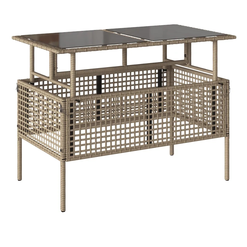 Set Divano da Giardino 4 pz con Cuscini Beige Polyrattan Vetro 368137