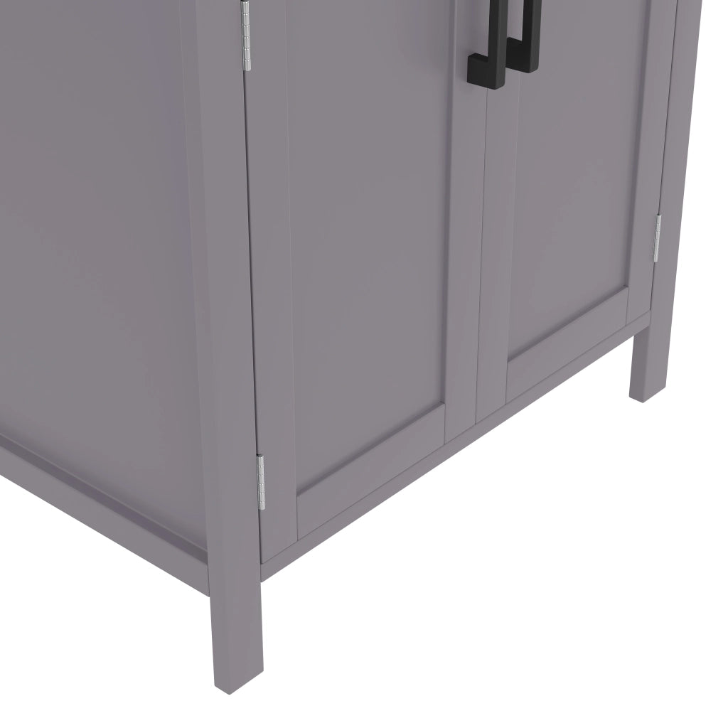 Mobile sottolavabo freestanding con lavabo in ceramica, ante doppie, cassetto reversibile e ripiano regolabile grigio 60 × 46 × 84,8 cm