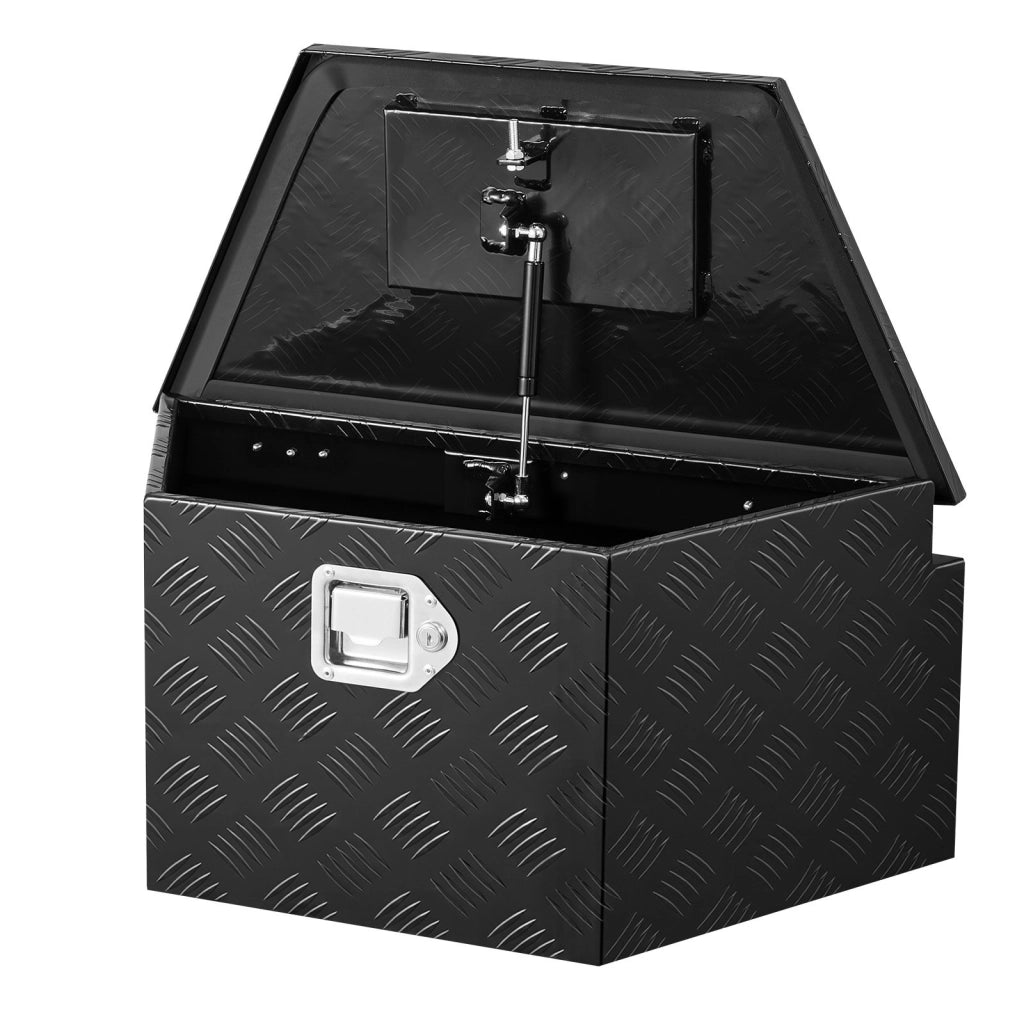 Cassone Portautensili per Timone Rimorchio in Alluminio Nero 660x330x305 mm con Serratura Capacita 50 kg Robusto