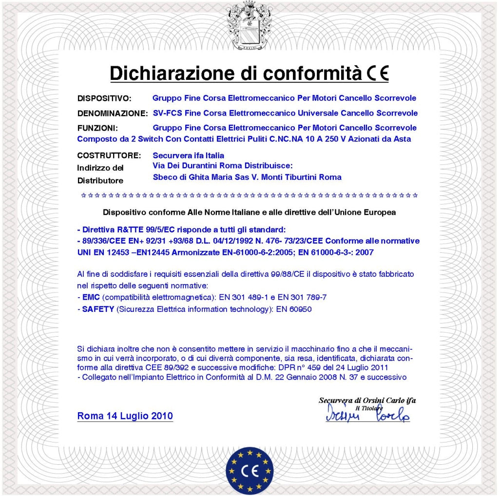 9025/1 Gruppo Fine Corsa Elettromeccanico per Motori Cancello Scorrevole Geko Simply Carrera Composto da 2 Microswitch Contatti a Scambio Carico 10 A 250 V Supporto in ABS Asta d'Inciampo a Molla