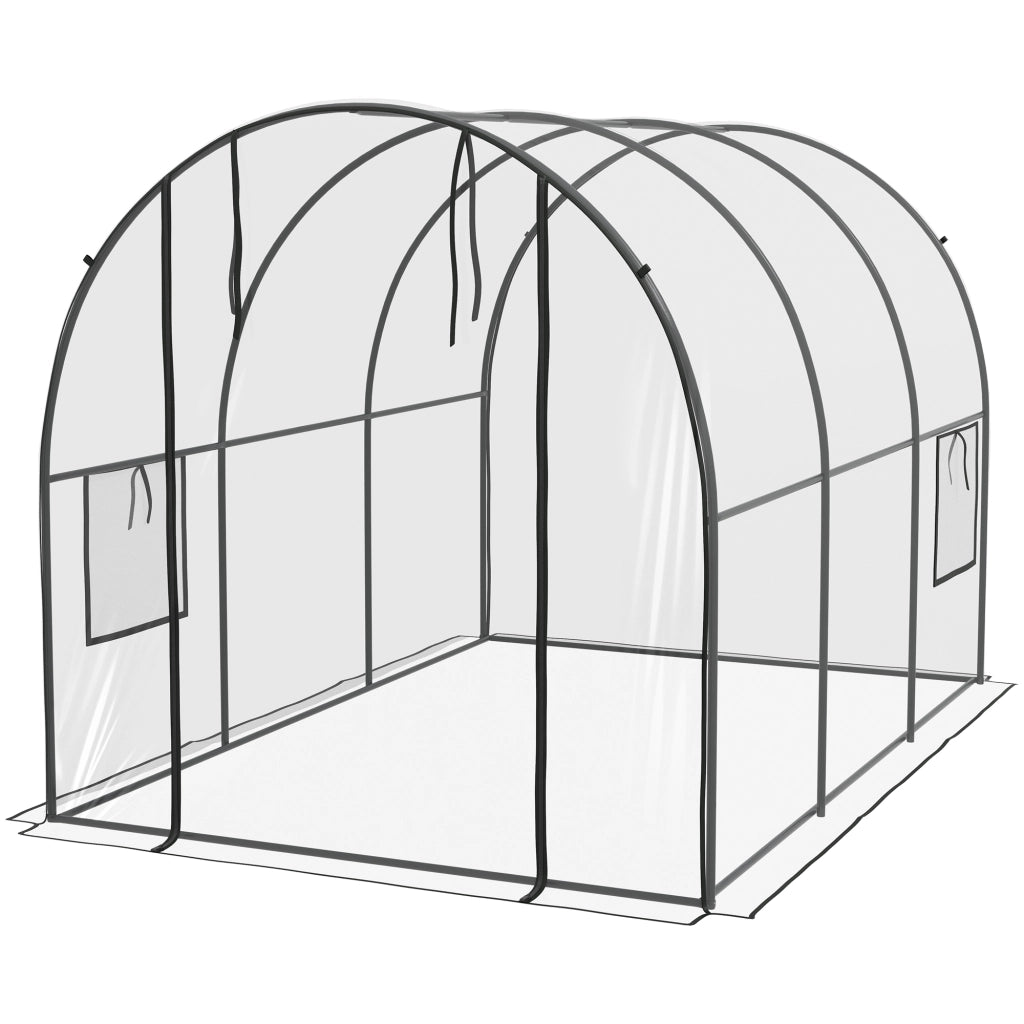 Serra da giardino tunnel 6 m2 ¨C Minimal ¨C 3x2x2 m, telaio tubolare rinforzato, porta con zip, 2 finestre a rullo