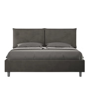 BS COM Letto queen size senza rete imbottito 150x210 microfibra grigio Large