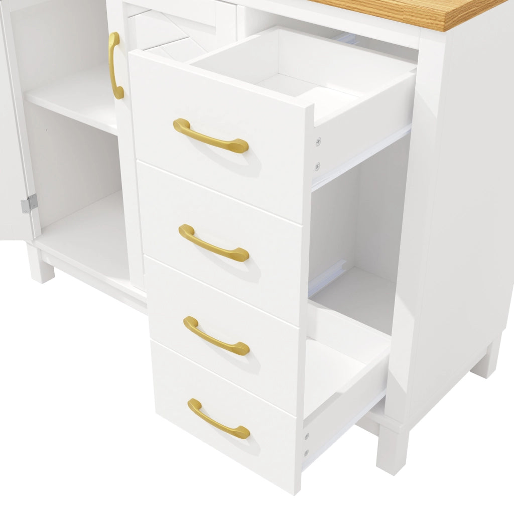 BUFFET 105,5x40x180 cm in MDF Bianco con LED