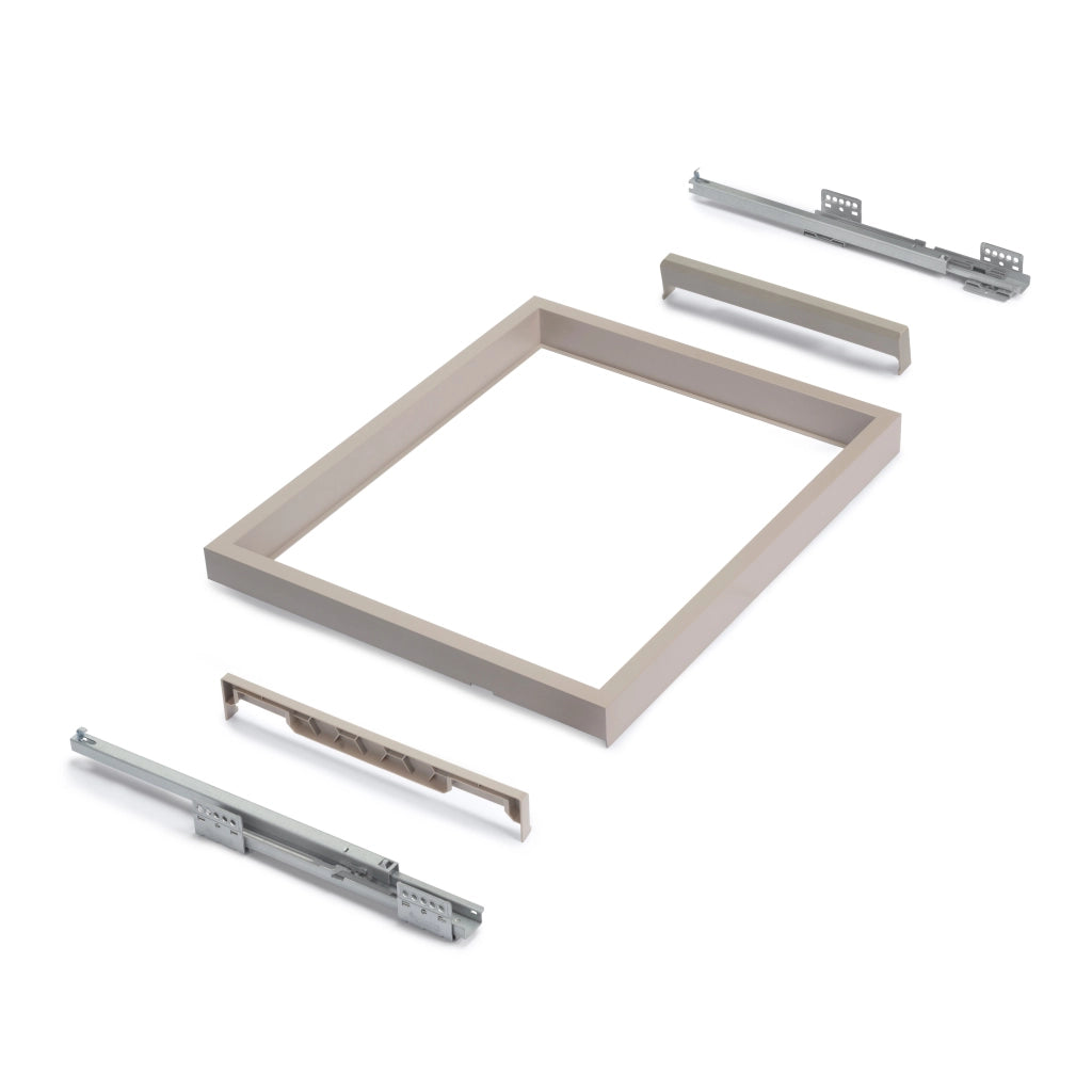 Kit Cestello in Filo Metallico e Telaio per Armadio 600 mm in Alluminio e Plastica Emuca