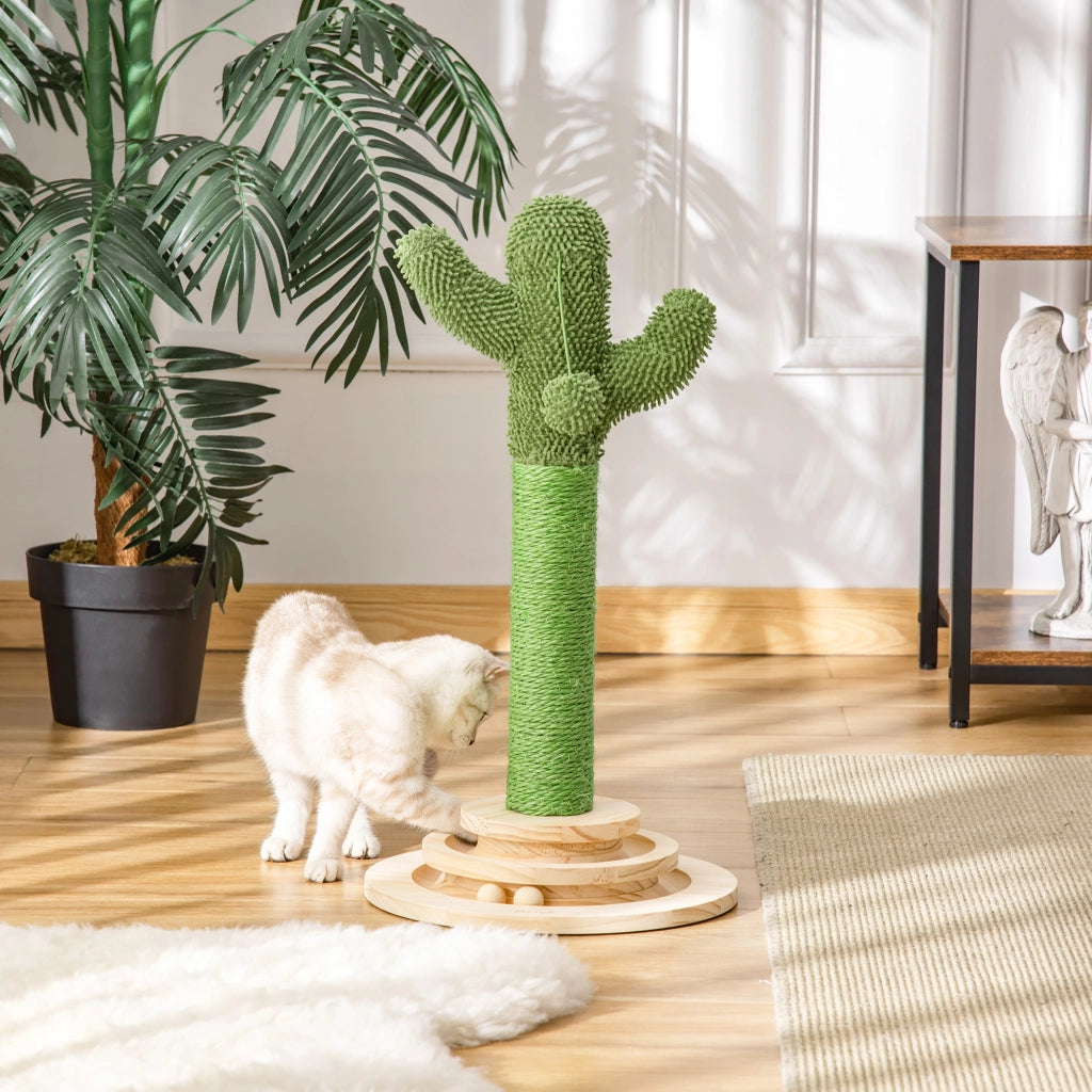 Tiragraffi a Colonna Cactus 60cm ¨C Xylo ¨C Sisal con Piattaforma e Palla Gioco Verde