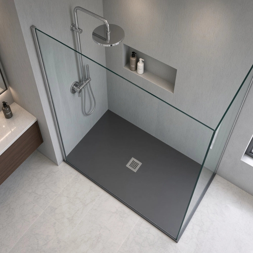Piatto doccia rettangolare 100x120 cm effetto pietra marmoresina STONE Nero Grafite FRANCIA