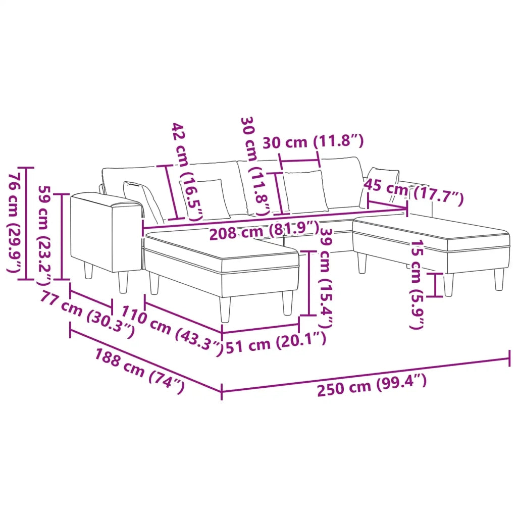 Divano per Soggiorno 3 pcs Turchese 3335130