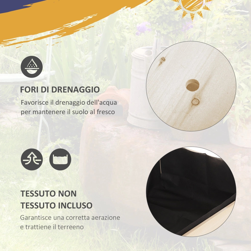 Fioriera Rialzata da Esterno a 8 Sezioni in Legno di Abete con Ripiano Laterale e Mensola Inferiore per Giardino 123x54x87 cm