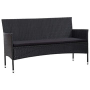 Divano da Giardino a 3 Posti con Cuscini Nero in Polyrattan 45899
