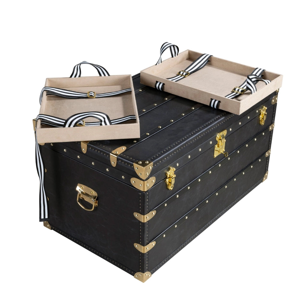 Baule in pelle nera