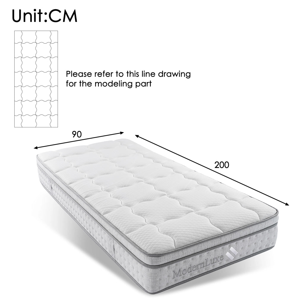 Letto singolo imbottito 90x200 cm con materasso e illuminazione LED