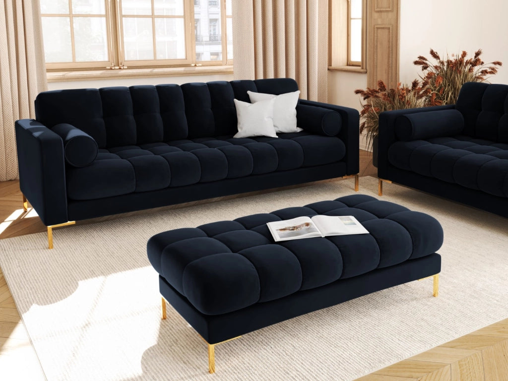Cosmopolitan Design - Divano "Bali" 3 posti in velluto blu scuro 