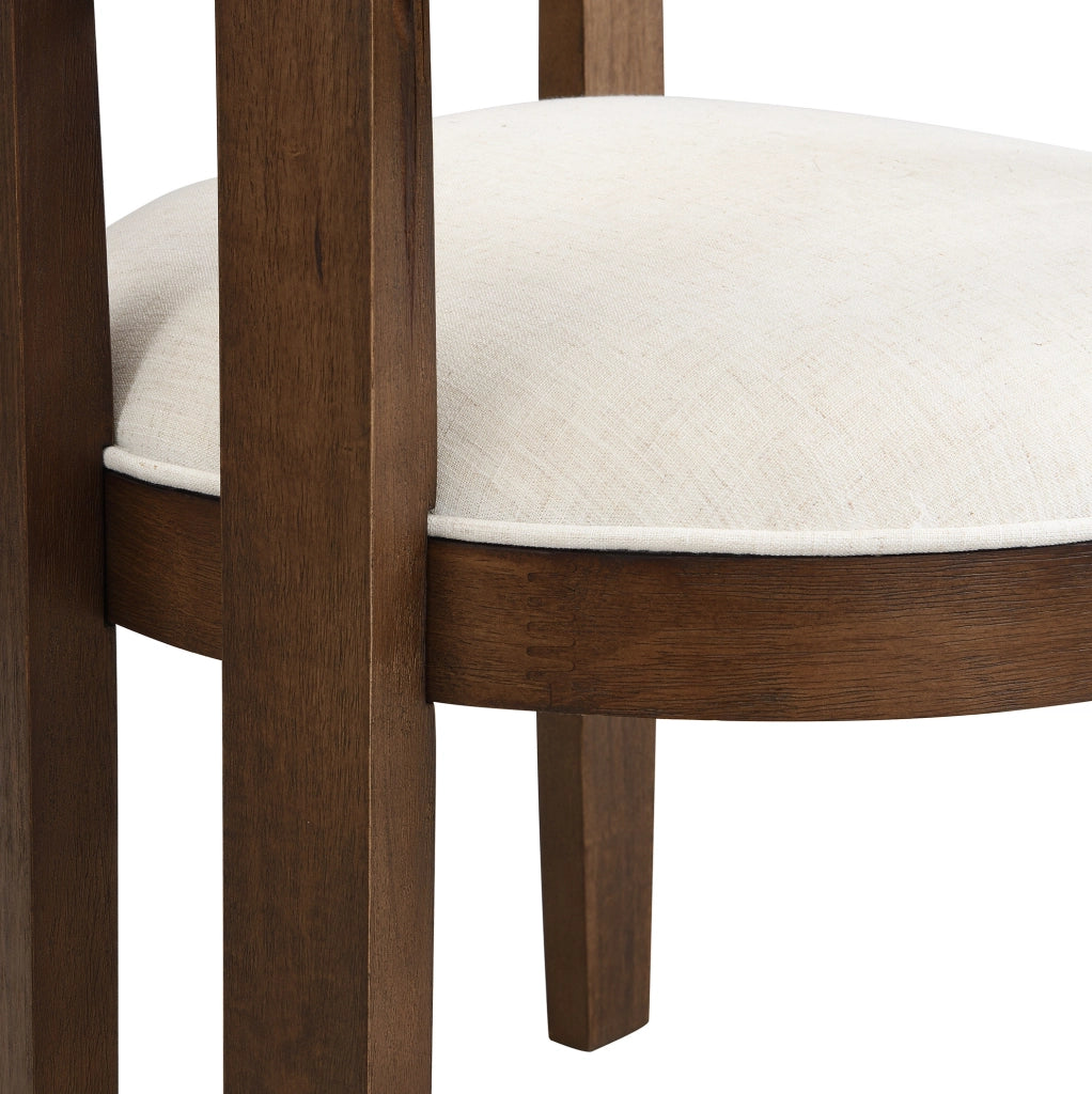 SEDIA con braccioli Set da 6 pezzi Legno massello e lino colore noce