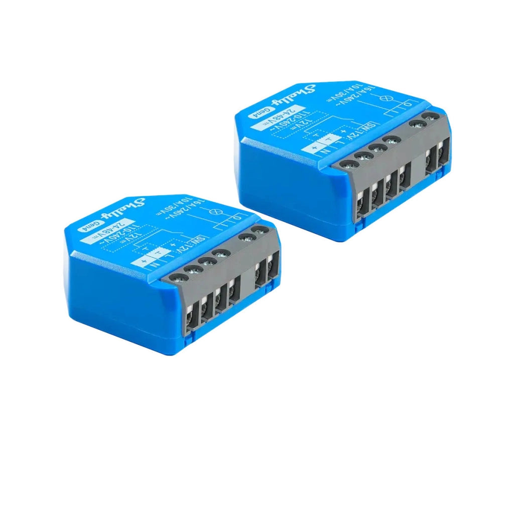 Shelly 1 Gen4 confezione da 2 - interruttore relè 1x 16A (WiFi, Bluetooth, Zigbee, Matter)