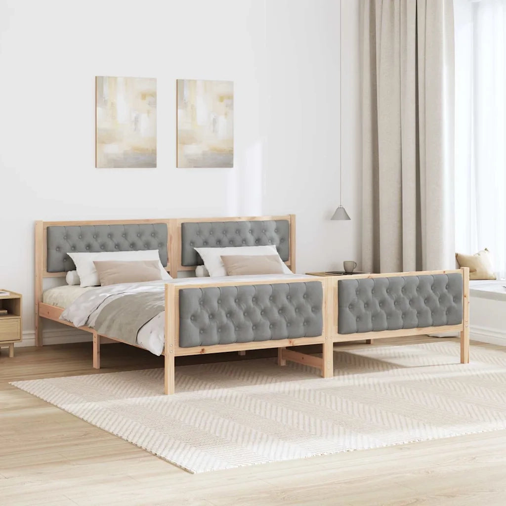 Letto matrimoniale | Letto per adulti | Struttura del letto Grigio chiaro 200 x 200 cm Pino massello