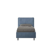 Letto singolo senza rete imbottito 80x210 microfibra blu Appia